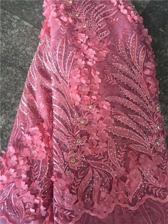 Последние популярные конструкции персик Кружево Ткань Стразы Африканский Кружево Ткань высокое качество индийского шелка Джордж Кружево Ткань Свадебные - Цвет: 1