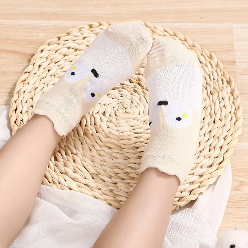 Хлопковые носки для новорожденных девочек и мальчиков короткие сетчатые Носки с рисунком для малышей