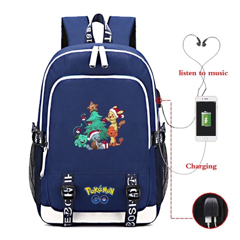 

Women's men's Pokemon backpacks Fashion USB Charging Canvas Backpack School Laptop Bags Teenagers Casual Travel Shoulders Bags