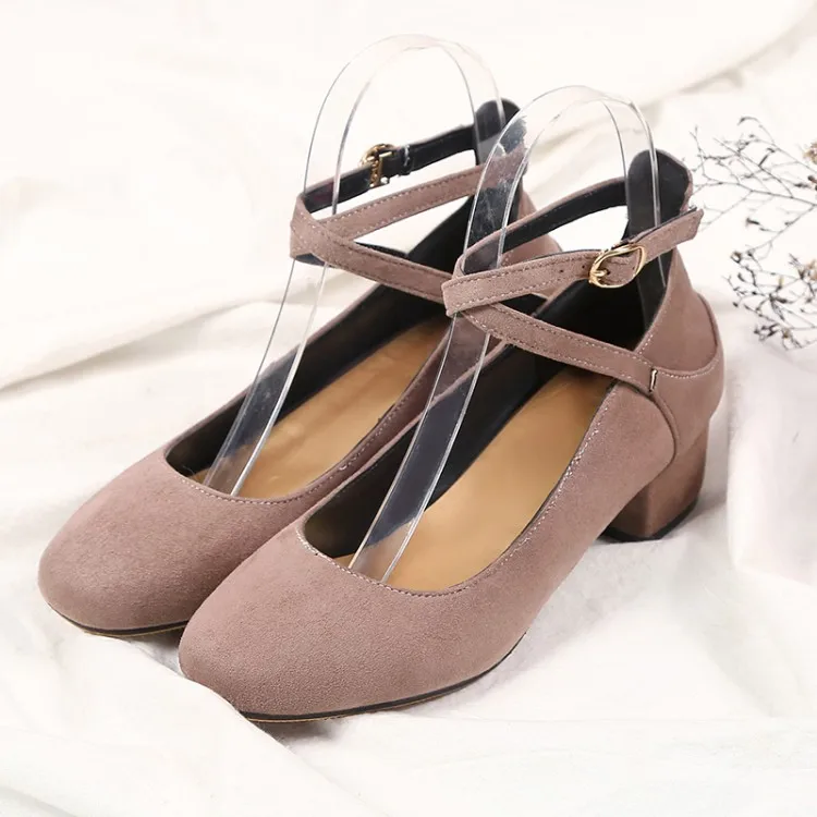 Новая горячая распродажа, женские туфли-лодочки с перекрестной шнуровкой размера плюс 34-48 обувь для вечеринок на Высоком толстом каблуке модная дамская обувь модельная обувь с ремешком на щиколотке