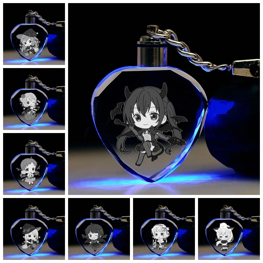 

IVYYE Is the order a rabbit Heart shaped Anime LED Key Chains Figure Keyring Crystal Toy Keychain Light Keyholder Gifts NEW