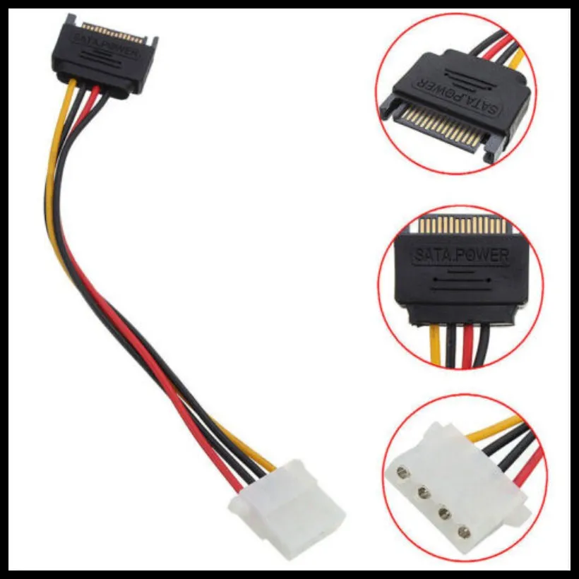 15 Pin SATA штекер для Molex IDE 4 штырьковый гнездовой адаптер удлинитель Кабель Питания