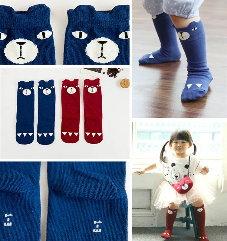 Детские носки для маленьких девочек и мальчиков хлопковая смесь дышащие теплые гольфы до колена Детские носки для малышей с изображением животных