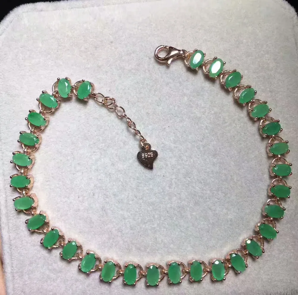 

Natural green emerald gem Bracelet Natural gemstone Elegant luxurious big round Bracelet 925 silver bracelet women fine Jewelery