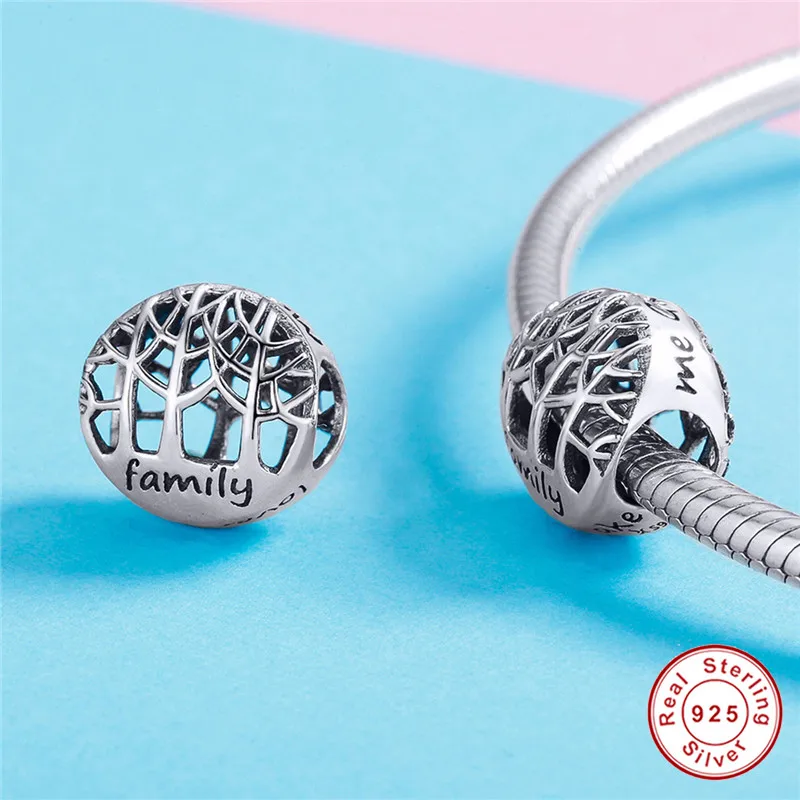 Fit Pandora браслет 925 стерлингового серебра Famlily бусины с изображением дерева S925 лес Шарм для ожерелья цепи ювелирных изделий