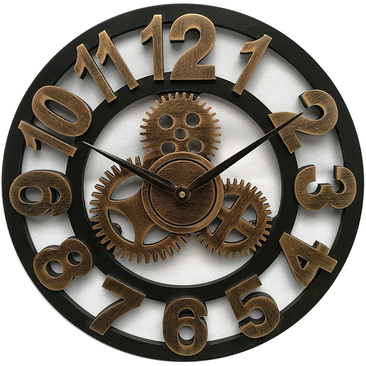 Винтаж шестерни часы гостиная настенные часы на заказ электронные часы дома Дерево 3D настенные домашний декор