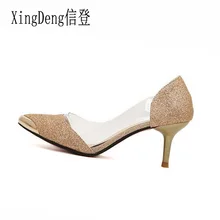 XingDeng/Модная женская обувь на высоком каблуке в европейском стиле; женская обувь на шпильке; пикантная Офисная Женская обувь; прозрачная обувь с острым носком