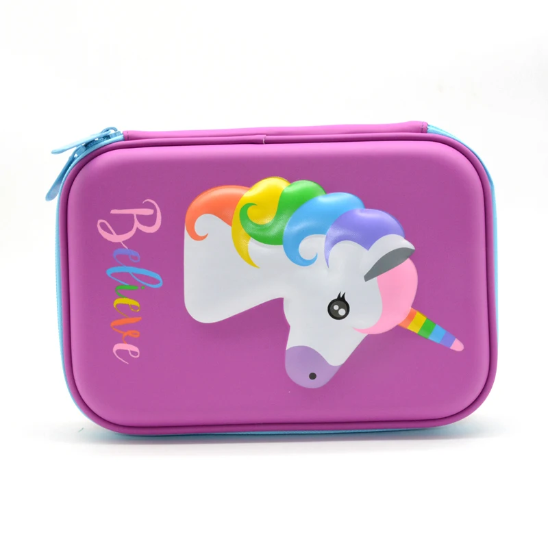 Pencil Case School EVA Trousse Scolaire Stylo Box Cute Unicorn Kawaii Astucci Estuches Lapices Etui Pennen Girls Stationery - Цвет: Purple unicorn