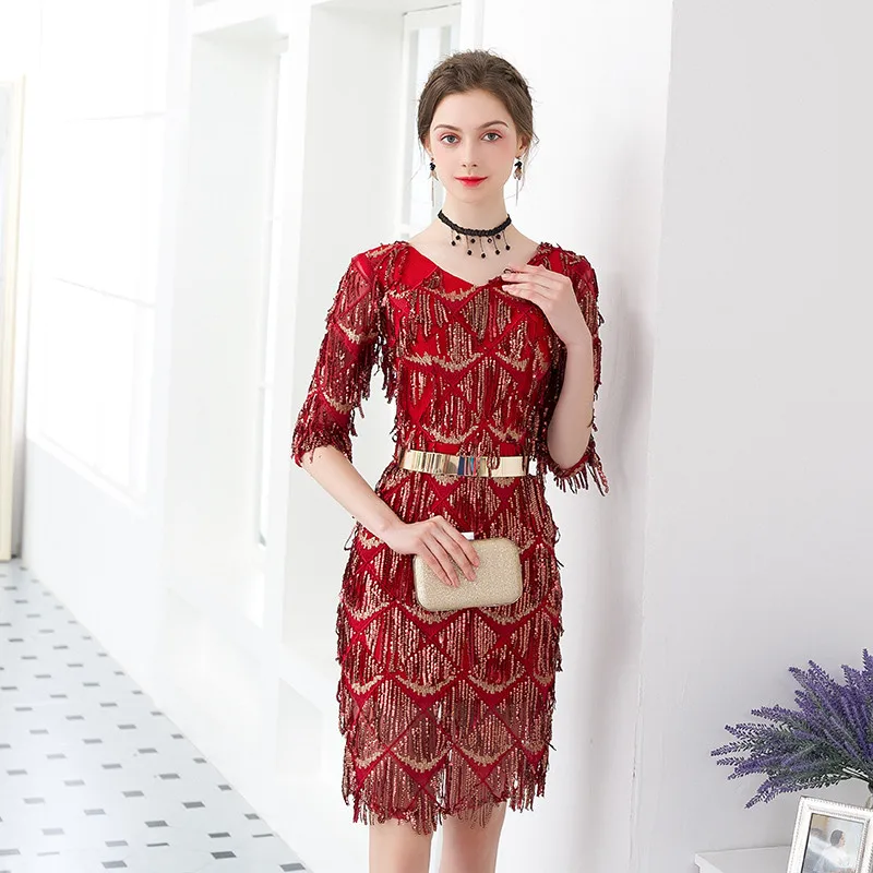 Vestidos Coctel Mujer Короткие коктейльные платья 2020 на выпускной бал с пайетками вечерние