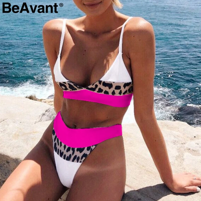 

BeAvant Leopard print bikinis women swimsuit Push up neon female swimwear Sexy bathing suit biquini 2019 Summer mujer beachwear
