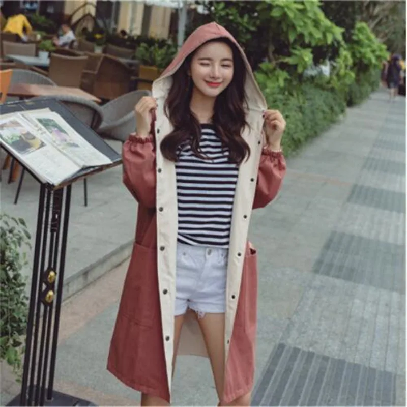 Taille Printemps Outwear Coupe Long vent coats 3 À Femelle Grande Lâche Femmes 1 Trench Manteau Capuchon Pour Feminino Chaqueta 2 OwI0f7qwt