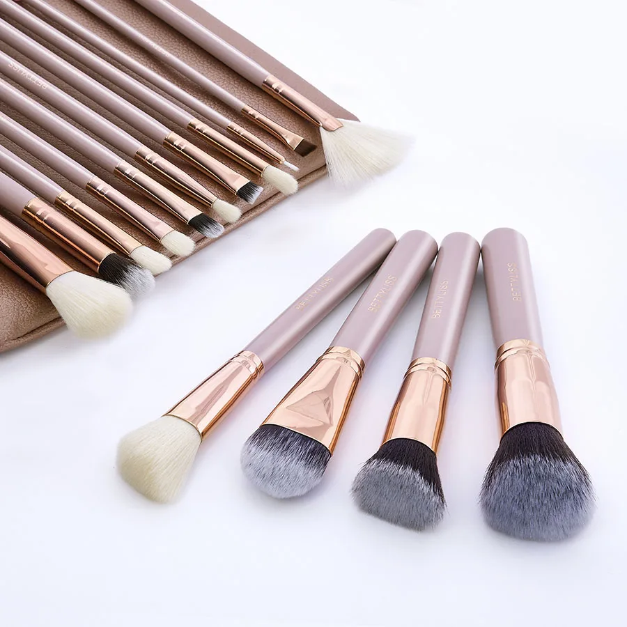 

15pcs Makeup Brushes Set Eyeshadow Make Up Brush Powder Foundation Cosmetics Soft Synthetic Hair With Case sit