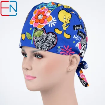 

Hennar Surgical Scrub Caps Hospital Medical 2018 New Lab 100% Cotton Printed Medical Operation Caps Adjustable Clinic Work Hats