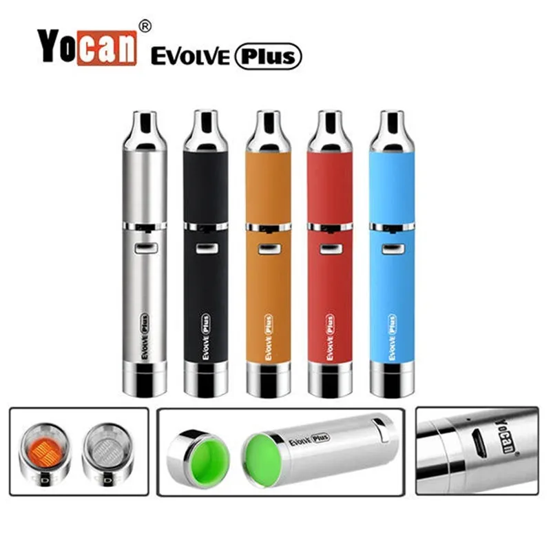 

Yocan Evolve Plus Electronic Cigarette Kit Wax Pen Kit Quartz Dual Coils /Cermic Donut Evolve Vaporizer 1100mah Battery Vape