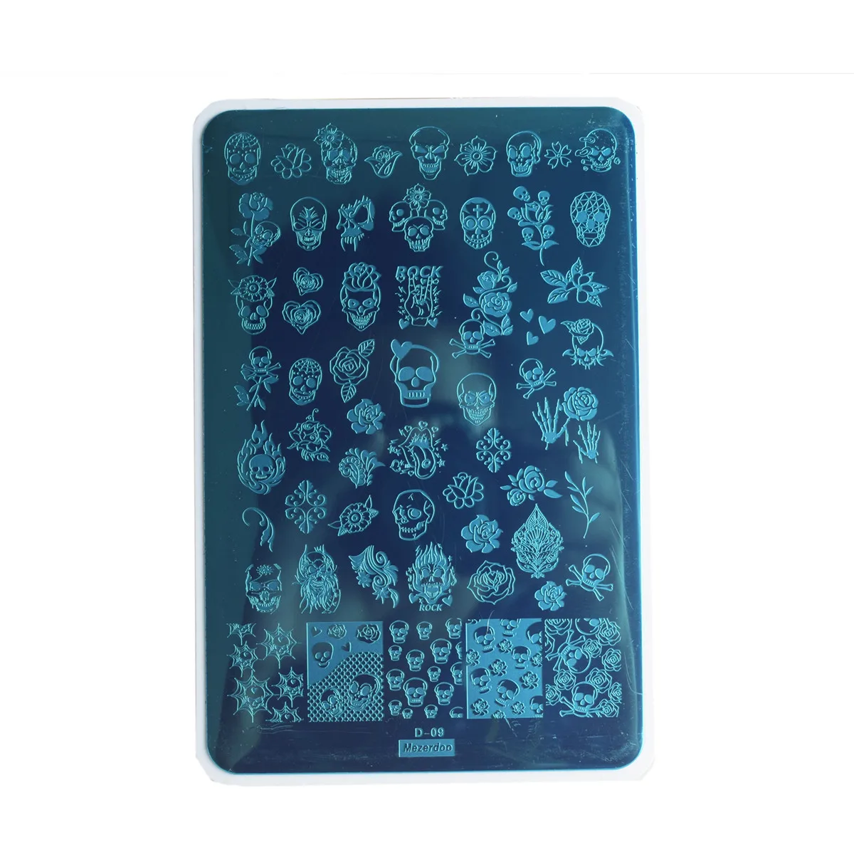 Big Rectangle Stamping Plate Rock SKull Rose Pattern Manicure Halloween Nail Art Stamp template Stencil Tools 9.5*14.5CM D09 3