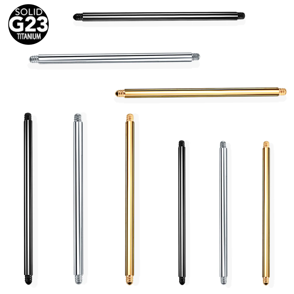 10 шт./лот G23 титановая Золотая прямая штанга, кольцо для пирсинга, Сменные аксессуары 6 мм-40 мм, только не концы, серьги-гвоздики