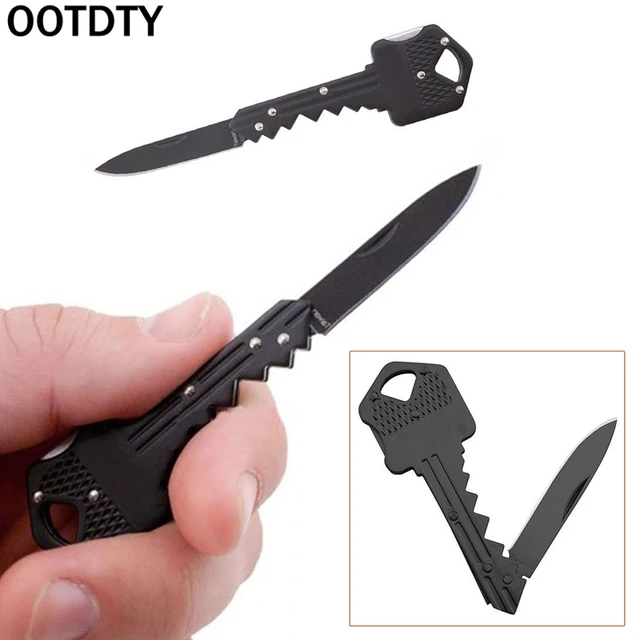 OOTDTY Portable Pocket Key Shaped Folding Knife Stainless Steel Blade Utility Keychain
