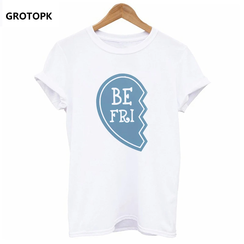BFF Женская футболка для лучших друзей, парная Футболка с принтом в виде сердца, женская уличная Футболка Harajuku, модная футболка с принтом, одежда