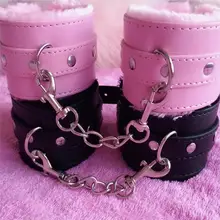Exotic bondage BDSM Sex toy game faux fur handcuffs ankle cuffs sexual pleasure butt plug anal plug Lingeri porn Sexo sex toys for women