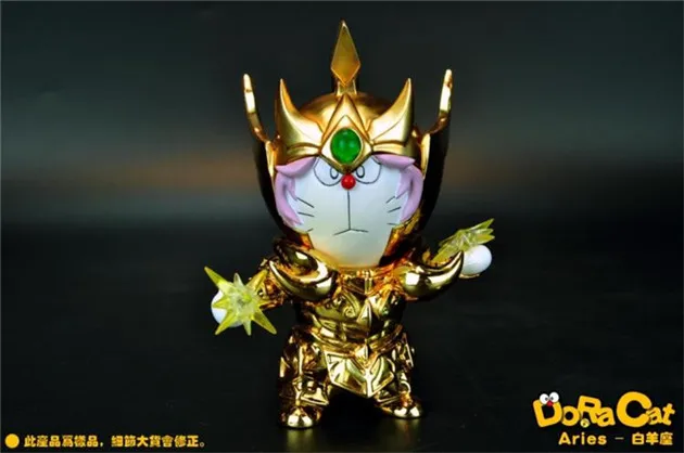 Аниме робот Дораэмон Косплей золотой Saint Seiya Taurus Gemini Стрелец Скорпион Овен Лео