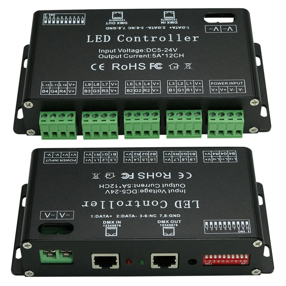 Контроллер светодиодной ленты DMX 512 RGB 12 каналов 5 А * каналов|Контролеры RGB| |