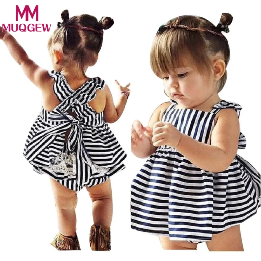Платье с открытой спиной хлопковые трусы с бантом, комплект одежды из 2 предметов Новинка года, комплекты одежды для маленьких девочек летний пляжный костюм из 2 предметов полосатый принт