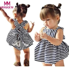 Платье с открытой спиной хлопковые трусы с бантом, комплект одежды из 2 предметов Новинка года, комплекты одежды для маленьких девочек летний пляжный костюм из 2 предметов полосатый принт