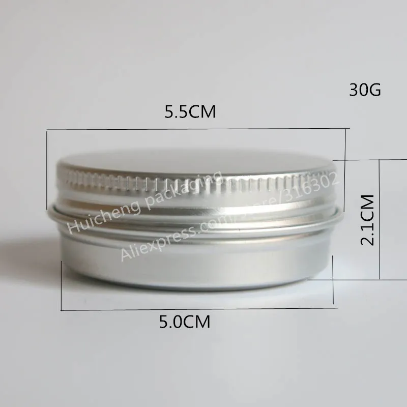 50x30g الألومنيوم جرة 30 جرام المعادن كريم جرة 1 oz الفضة الألومنيوم القصدير 30g المعادن التجميل حاوية