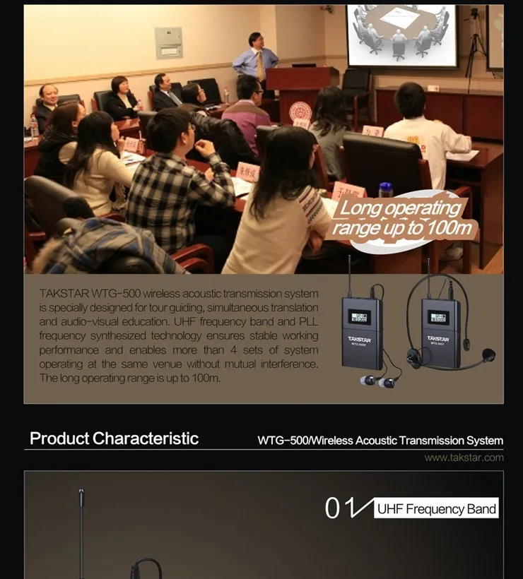 Discount 100m operating range 1 Transmitter+10 Receivers 100% Original Brand New Takstar WTG-500 UHF PLL Wireless tour guide system 1 Discount 100m operating range 1 Transmitter+10 Receivers 100% Original Brand New Takstar WTG-500 UHF PLL Wireless tour guide system 1