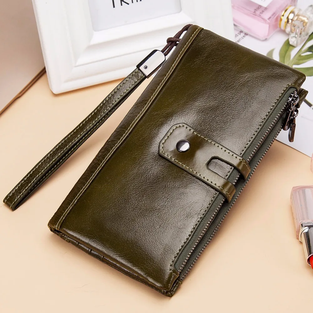 GZCZ клатч женские кошельки пояса из натуральной кожи Длинный кошелек двойная молния модные бизнес/OL офисные сумки с карманом для МО