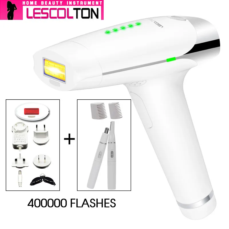 Популярный фиолетовый лазерный эпилятор Lescolton для удаления волос, фотонный лазерный прибор для ухода за кожей, постоянный депилятор для лица, безболезненный - Цвет: 4