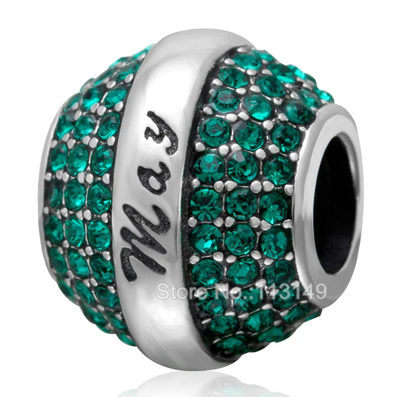 

12 видов цветов CZ Циркон микро проложить барабан формы подлинное серебро 925 пробы Европейский Шарм бусины из камня, соответствующего месяцу рождения SZPB232