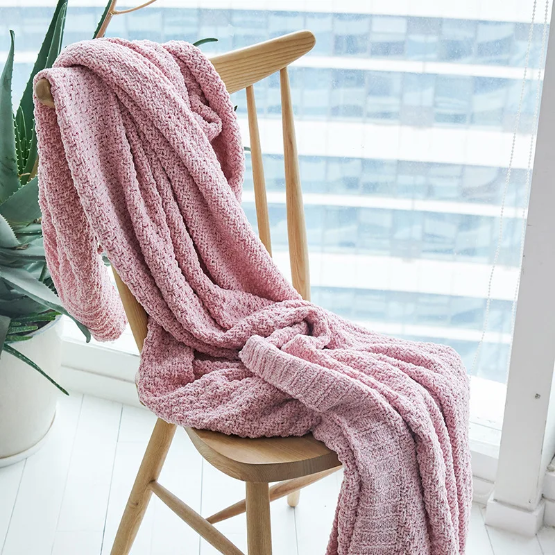 Nordic Solid Sleeping Knitted Blankets Decorative Blanket Warm Sweater
