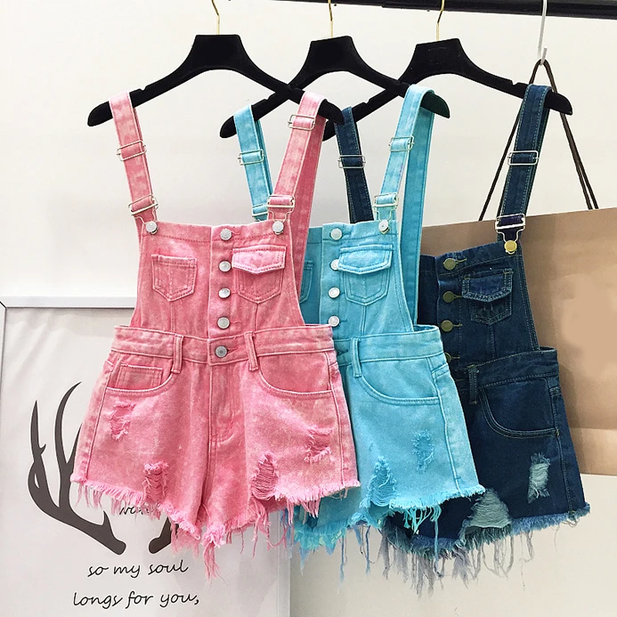 2017 New Women Brand Clothing Fashion Denim Playsuits Cotton Strap Rompers Shorts Loose Casual Overalls Shorts Female Playsuits (3)