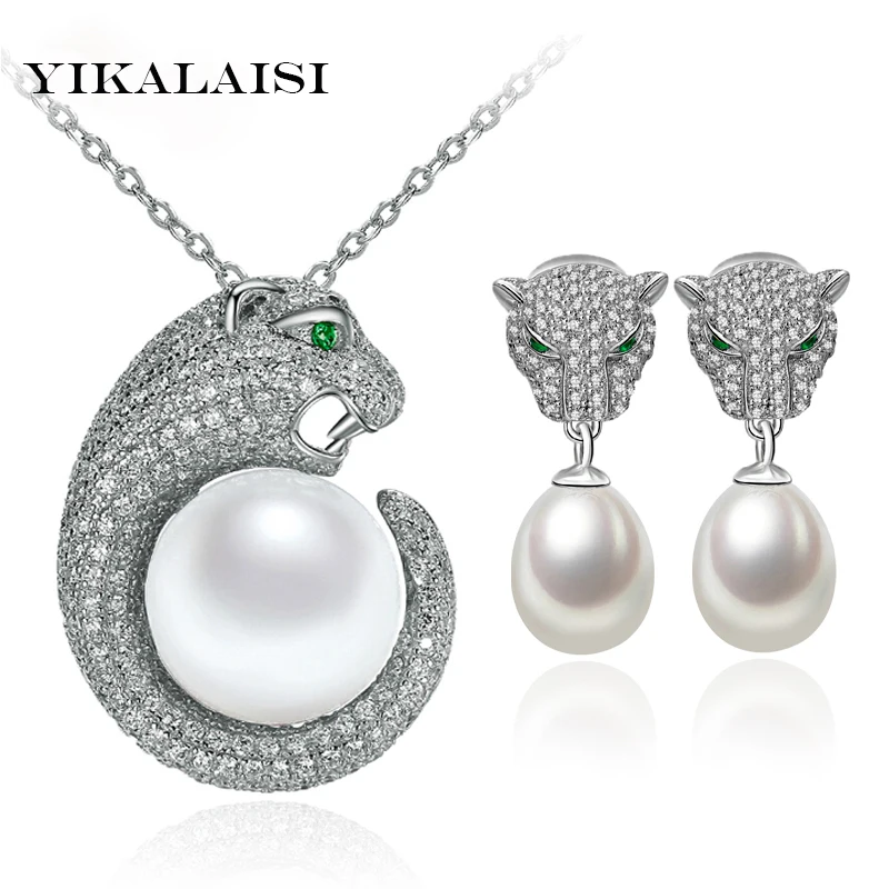 YIKALAISI 2017 100% Natural Freshwater Pearl jewelry Set Pendant and Earrings 925 Sterling Silver jewelry For Women Best Gifts crystal jewelry set sterling silver jewelry 100% 925 formal jewelry set natural freshwater pearl