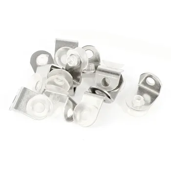 

12 Pcs Glass Fixing Clip Shelf Mounting Holder Angle Support Plates Bracket with Suction Cup Silver Tone Install Screw Dia 0.5cm
