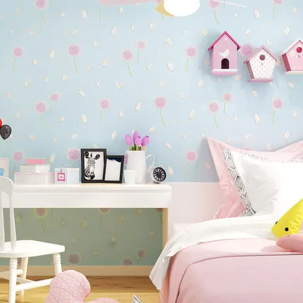 

Dandelion Wallpaper Garden Bedroom Small Fresh Living Room Non-woven Korean wallpaper Children's Room Wall Paper Roll