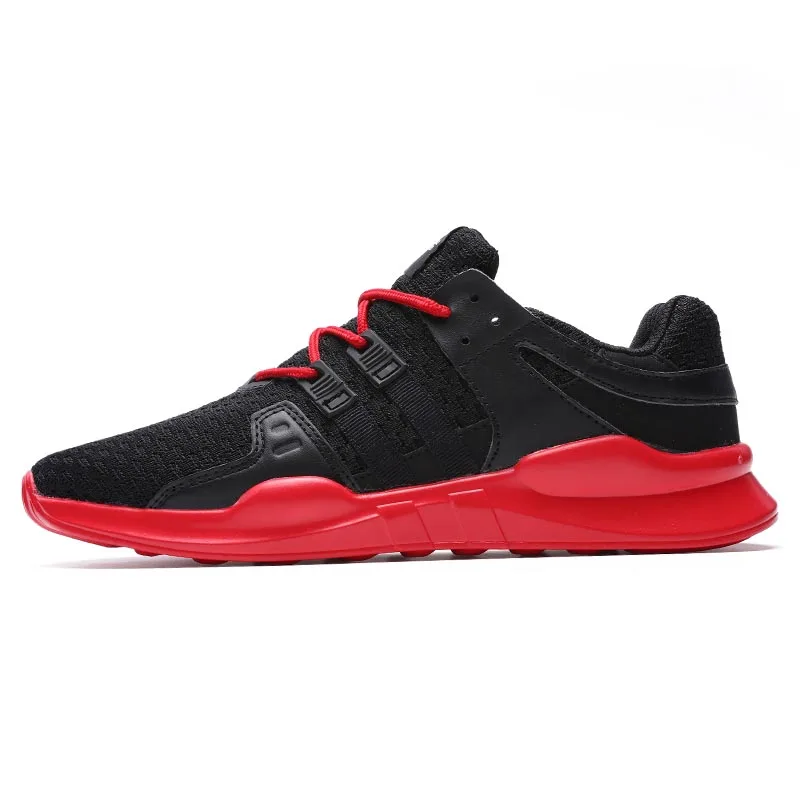 JACKSHIBO/мужские кроссовки; четыре сезона; дышащая Спортивная обувь для мужчин; большие размеры; модные мужские кроссовки; Прогулочные кроссовки - Цвет: black red