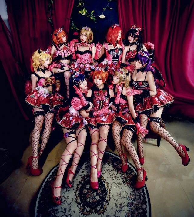 LoveLive всех членов Маленький Дьявол Honoka Eli Kotori Umi Nozomi Maki Rin Hanayo Нико косплей костюм, полный набор на заказ