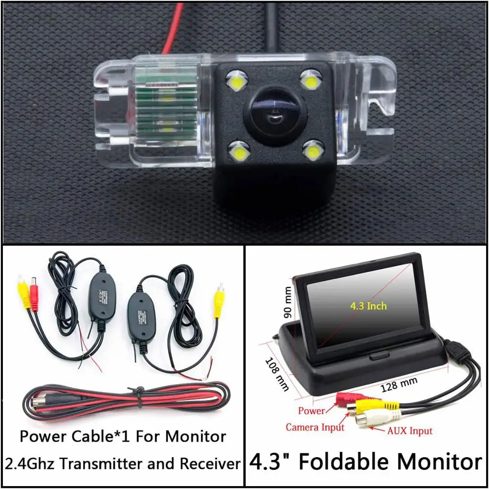 4 LED light Rear View Camera For Ford Focus 2 Mondeo C-Max S-Max Galaxy Fiesta Kuga EcoSport Car Parking LCD Mirror Monitor - Название цвета: C Wireless 4.3inch F