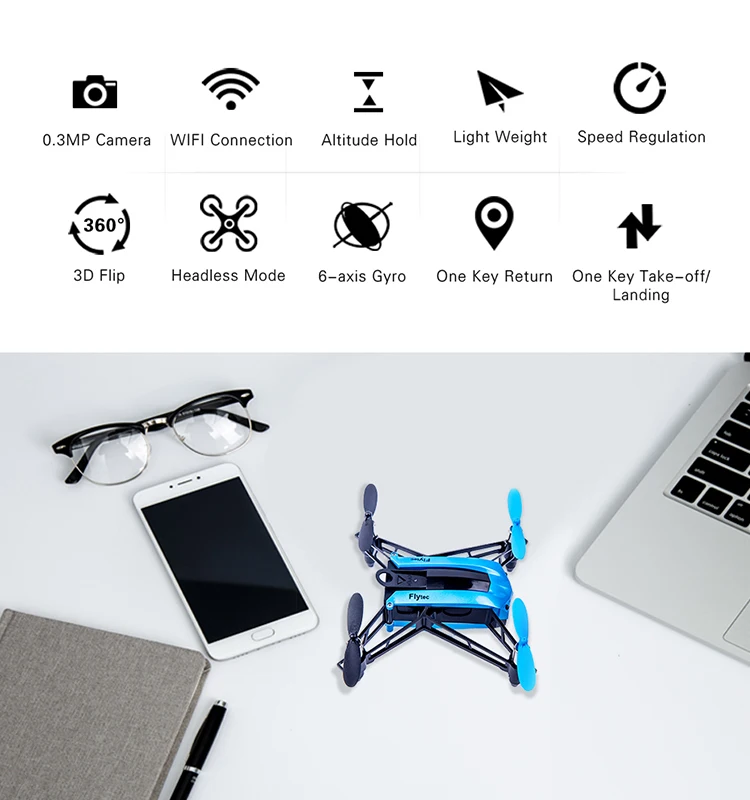 Flytec T12S wifi FPV камера 2,4G RC гоночный Дрон с безголовым высокоскоростная игрушка, Дрон на дистанционном управлении RTF синий коллекционный Share