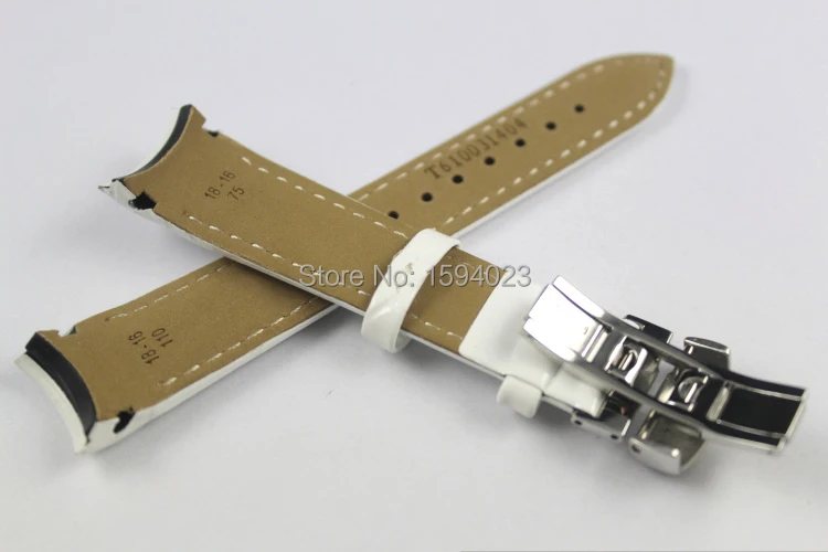 18 мм(пряжка 16 мм) T035210A T035207 высокое качество Серебряная Бабочка Пряжка+ белый натуральная кожа ремешок для часов T035