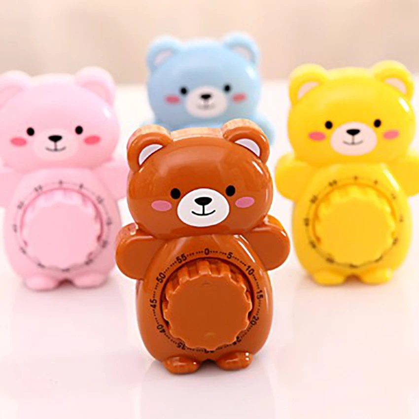 

1PC fun little bear mechanical timer kitchen 55 minutes cooking machinery home decoration cute animal kitchen decoration