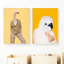 Fashion Swan Parrot Modern Abstract People Wall Art Canvas Painting Nordic Poster And Prints Wall Pictures For Living Room Decor