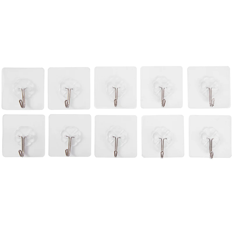 ORZ 10 шт. кухонные крючки для органайзера настенный держатель ключа магнитный крючок прозрачные настенные вешалки для ванной комнаты офисный Органайзер - Цвет: 10 Pieces