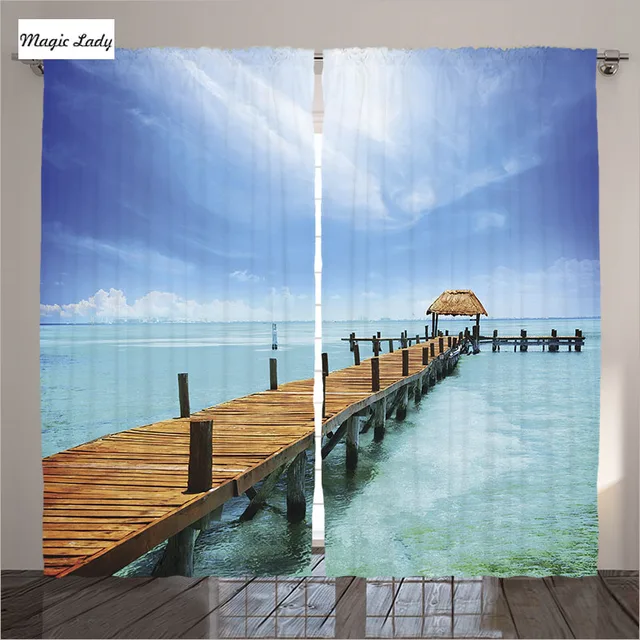 Vorhänge Blauen Ozean Decor Sammlung Holz Dock Malediven Tropische ... Vorhänge Blauen Ozean Decor Sammlung Holz Dock Malediven Tropische ...