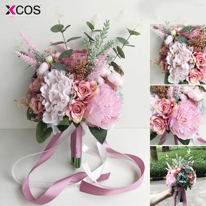 Горячая белый розовый невесты Свадебные аксессуары пены цветы розы Букет невесты искусственный свадебный букет de noiva