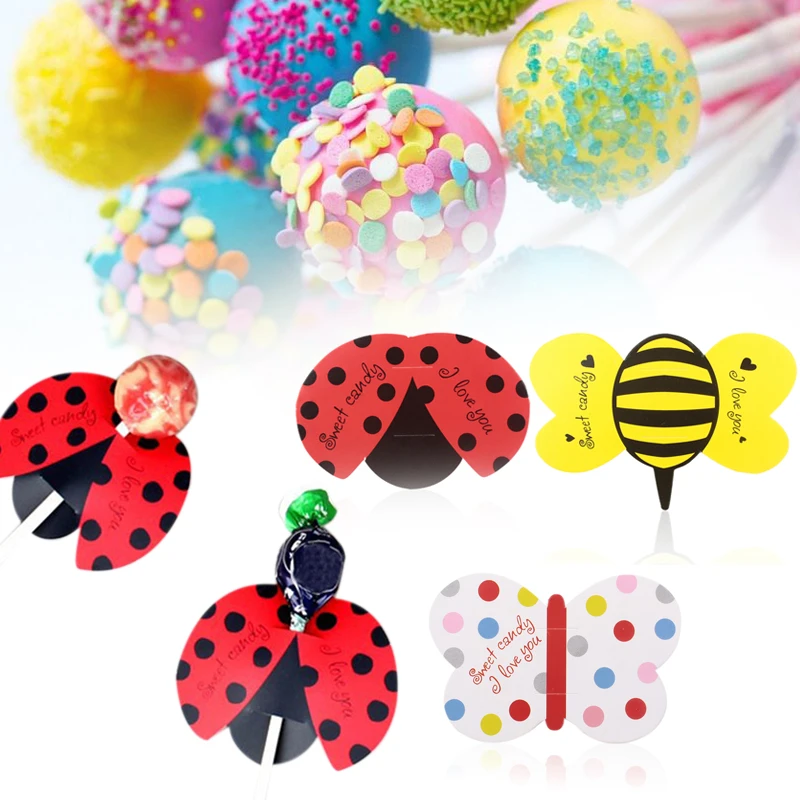 

50Pcs Popular Decorative Paper for Kindergarten Bees for Paper Candy Ladybug Decor Party Lollipop Decoration Paper Gifts