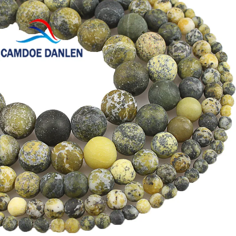 

Natural Stone Yellow Turquoises Frosted Gem stone Beads Matte Round Loose Beads 4 6 8 10 12MM For Jewelry Diy Bracelet Making