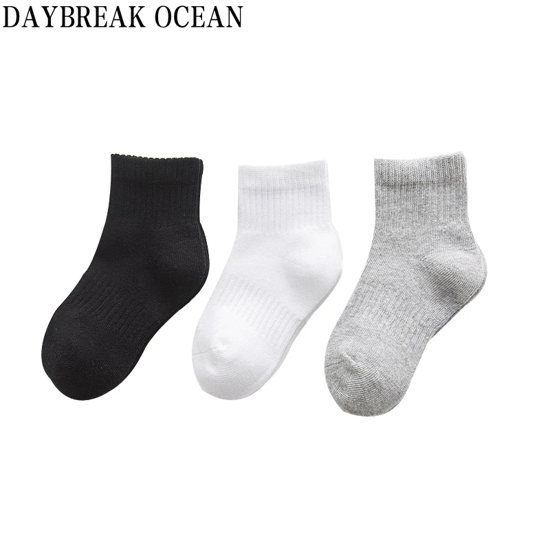Унисекс, черные, белые, серые, От 3 до 12 лет, мягкие хлопковые теплые носки для мальчиков и девочек, студенческие носки для малышей, осенние детские носки для младенцев - Цвет: NO1